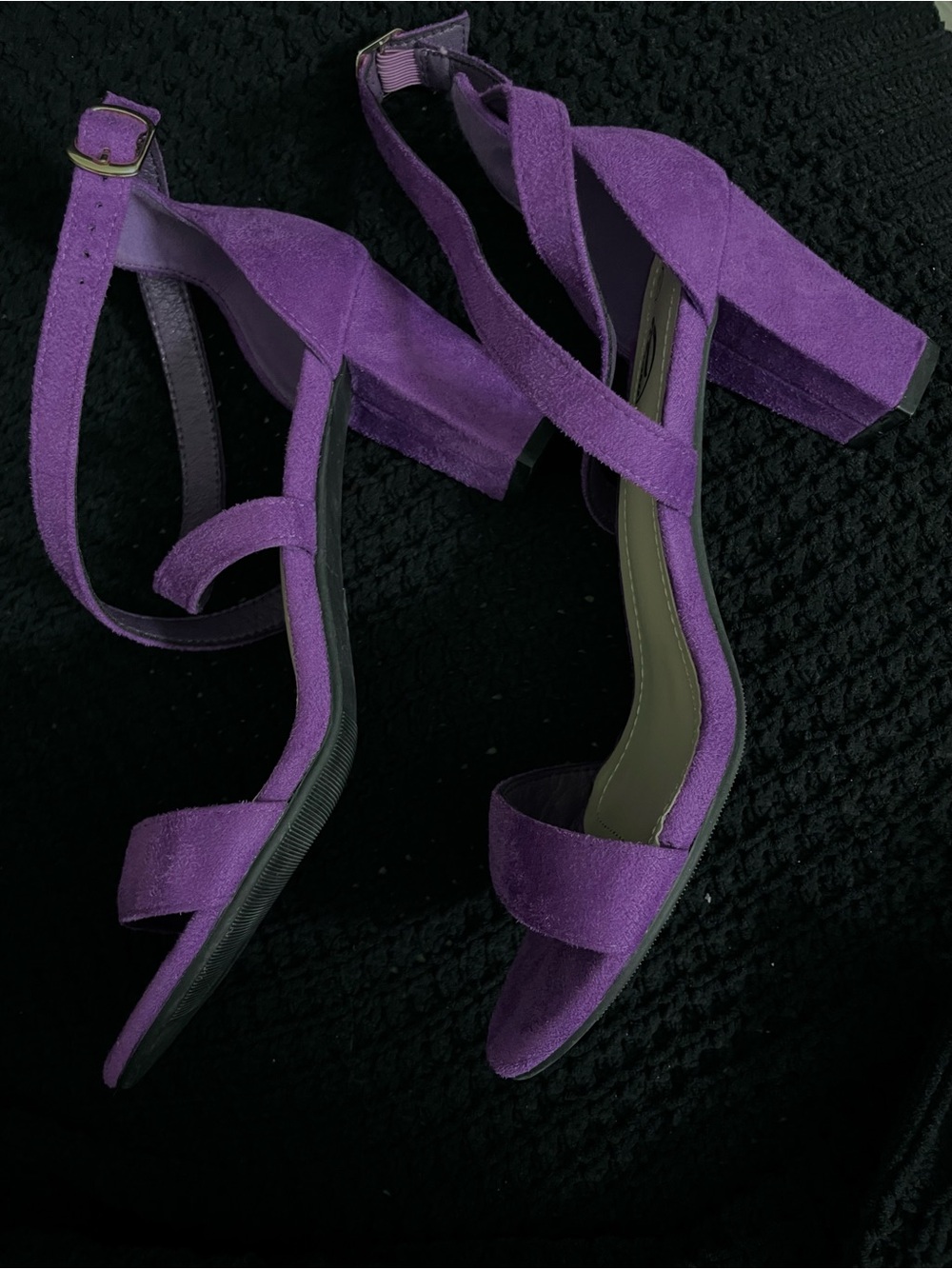 Trary Purple Suede Crisscross Ankle Strap Heels - Picture 6 of 9